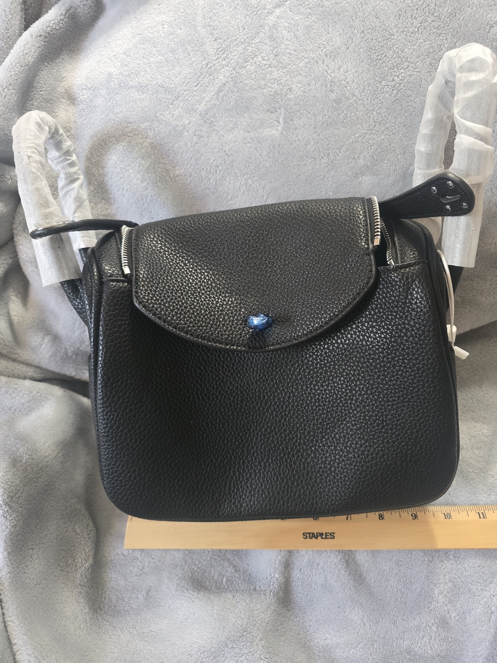 Black Pebbled Faux-Leather Crossbody Bag